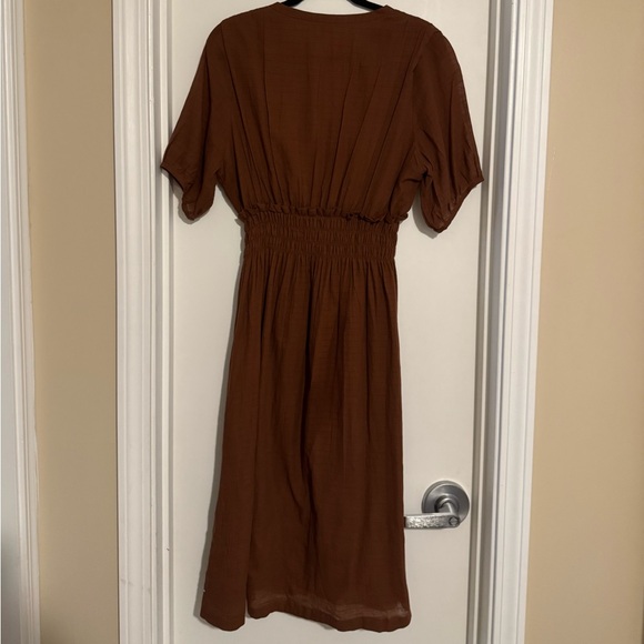 World of Crow Brown Elasticized Midi Dress Sz S - Picture 10 of 14